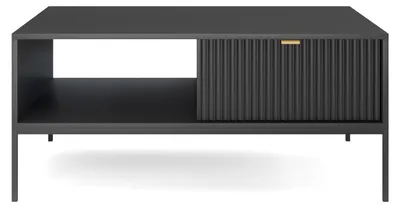 Produktbild von Möbae Lumina L104 Couchtisch Schwarz 104 cm – Wohnzimmertisch modern, mit Schublade, Stauraum, schwarze Beine