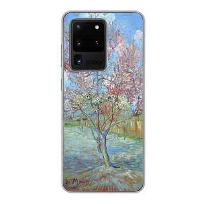 Produktbild von MuchoWow® Handyhülle Schutzhülle Hülle für Samsung Galaxy S20 Ultra Der rosa Pfirsichbaum - Vincent van Gogh Silikon Softcase Handy Hülle - Karteninhaber