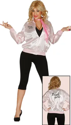 A woman is posing in a pink jacket and black leggings.