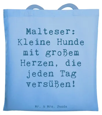 Produktbild von Mr. & Mrs. Panda Uni Tasche Spruch Malteser Herz - Sky Blue - Geschenk, Schultasche, umhängebeutel, loyale Hunde, Hunderasse, Hund, Hunderassen Charakter, hypoallergene