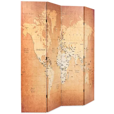 Produktbild von vidaXL Raumteiler klappbar 160 x 170 cm Weltkarte Gelb