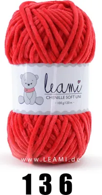 Produktbild von LEAMI Chenille Soft UNI 136 rot