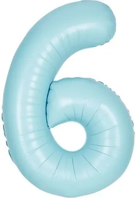 Produktbild von XL Folienballon hellblau matt Zahl 6