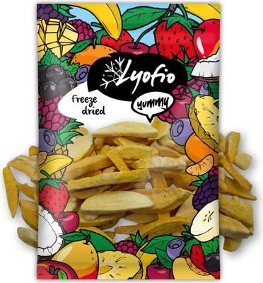 Produktbild von Lyofio gefriergetrocknete Mangoscheiben 100 g – schonend gefriergetrocknet, 100 % Frucht, ohne Zuckerzusatz und Konservierungsstoffe