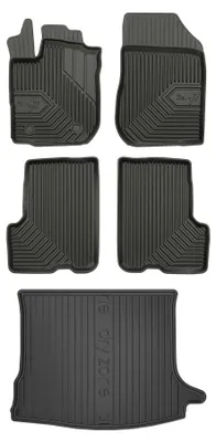 Image de Tapis en caoutchouc + bac de coffre pour Dacia Logan MCV I 2006-2013 (monospace, coffre standard) – 5 pièces, noirs, sur mesure