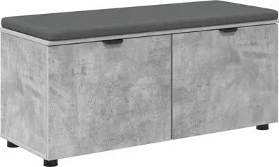 Produktbild von vidaXL Flurbank mit Kissen mit Regal Betongrau 100 x 38 x 46 cm