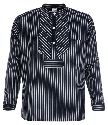 Produktbild von modAS Uni Finkenwerder Fischerhemd Basic Line – Hemd Seemann Skipper Fischer-Hemd gestreift aus Baumwolle mit breiten Streifen in Blau Größe XS