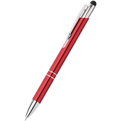 Produktbild von 10 Stück Druckkugelschreiber mit schwarzer Tinte, 2-in-1 Touchpen Kugelschreiber für Tablet Smartphone, Metallgehäuse, für Büro Haushalt (0,7 mm Rot)