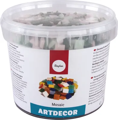 Produktbild von Artdeco Glasstein-Mosaikmix, 1 x 1 cm, ca. 1500 Stück, Dose 1 kg, frostbeständig Grün-Töne