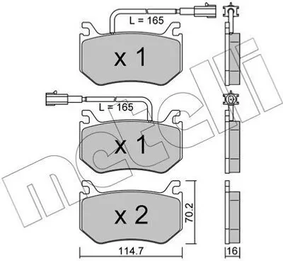 Produktbild von METELLI Bremsbeläge Satz Hinten Bremsklötze für ALFA ROMEO GIULIA (952) 22-1102-0