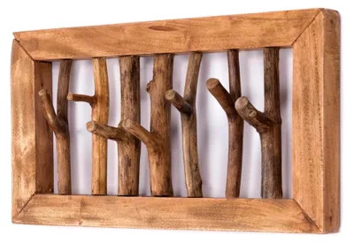 Produktbild von Äste Leonor 50 | 7 Haken, Holz, 50 cm | Garderobenpaneel, Natur Kleiderhaken, Deko Wandhaken, Flurgarderobe, Hakenleiste
