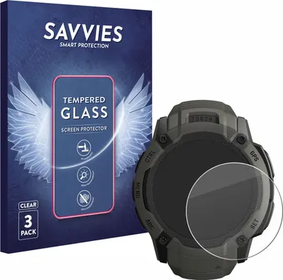 Produktbild von 3x Savvies Schutzglas für Garmin Instinct 2X Solar Displayschutz 9H Glas klar transparent