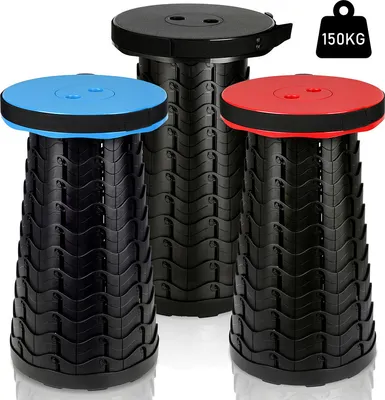 Produktbild von TolleTour Tragbarer Klappstuhl Kompakt Leichte Teleskop 150kg Outdoor Klapphocker Tragbar,Schwarz