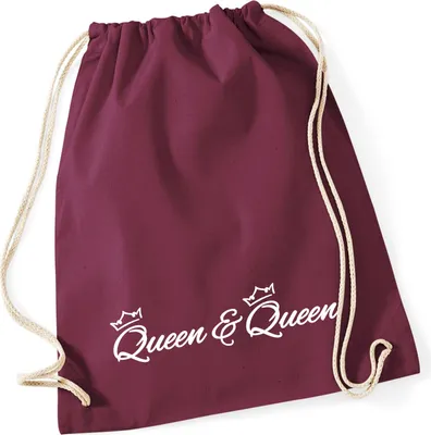 Produktbild von Huuraa Turnbeutel Queen & Queen Krone 12 Liter Burgundy Baumwolle Rucksack Geschenkidee
