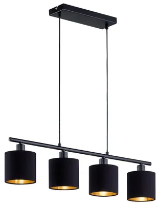 Produktbild von Hängeleuchte, Textil, schwarz-gold, 4 Flammig,  L 75 cm