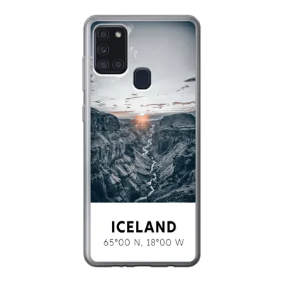 Produktbild von MuchoWow® Handyhülle Schutzhülle Hülle für Samsung Galaxy A21s Island - Sonne - Berge Silikon Softcase Handy Hülle - Hartschale