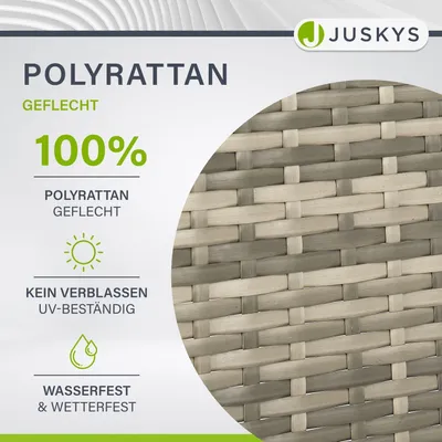Produktbild von Juskys Polyrattan Gartentisch Yoro rund - wetterfest Ø 80 cm Outdoor Tisch - Grau