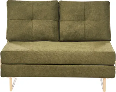 Produktbild von BELIANI Schlafsofa Grün Stoff 2-Sitzer mit Schlaffunktion Verstellbare Rückenlehne Kissen Klappsofa für Gästezimmer