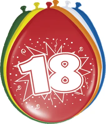Produktbild von 8 Ballons Birthday Zahl 18 30cm