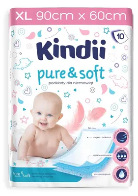 Zdjęcie produktu dla Chłonne podkładki do przewijania dla niemowląt Kindii Pure&Soft, 60x90 cm