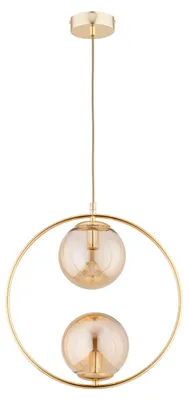 Zdjęcie produktu dla Lampa wisząca ADINO złoto-bursztynowy 2xE14x10W metal wym:85x15x38,5cm IP20 Alfa