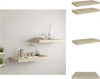 Zdjęcie produktu dla vidaXL Pływające półki ścienne 2 szt. MDF w kolorze dębu 50x23x3,8 cm - Półki ścienne