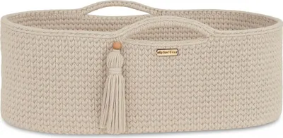 Immagine prodotto di Cestino di cotone in stile boho fatto a mano con materassino - color crema