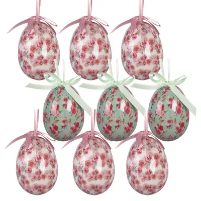 Imagen del producto de Conjunto de 9 colgantes de Pascua de Clayre & Eef, de 5x8 cm de diámetro, color verde, de plástico