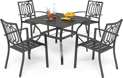 Produktbild von PHIVILLA Gartenmöbel Set 4 Personen Wetterfest Metall Gartentisch mit Stühlen