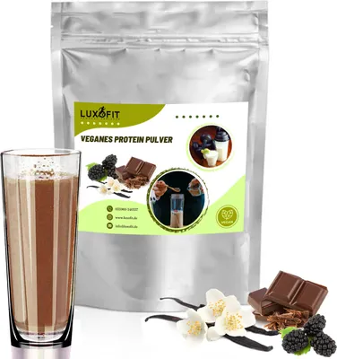 Produktbild von Vanille Brombeere Schoko Veganes Protein Eiweißpulver Zuckerfrei 10 kg