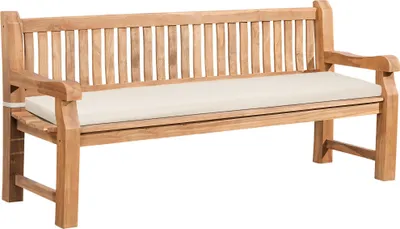 Produktbild von Gartenbank Teakbank DABEL - Holz Creme 200x61x93 cm | Holzbank 200 Cm Mit Sitzkissen Gartenbank Sitzbank Mit Lehne Wetterfest Bank Garten Terrasse