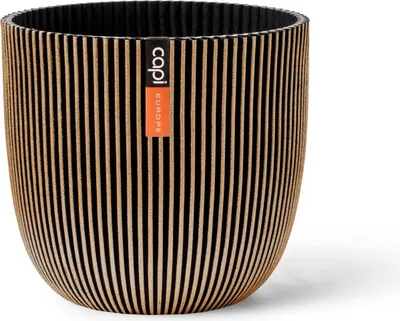 Produktbild von Capi Europe recycelter Topf Kugel Rille Gold 22x20 cm für drinnen und draußen, Ablaufloch bohrbar