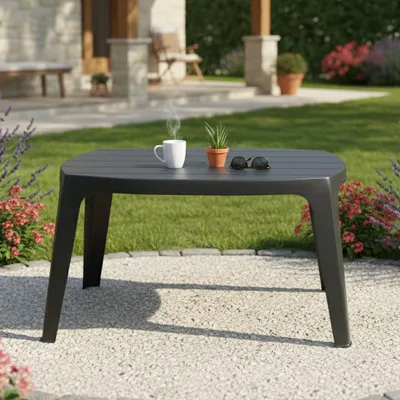 Immagine prodotto di Mclendon - Tavolino da Esterno, 76x49x43h cm Nero Antracite, 2 Posti Italy