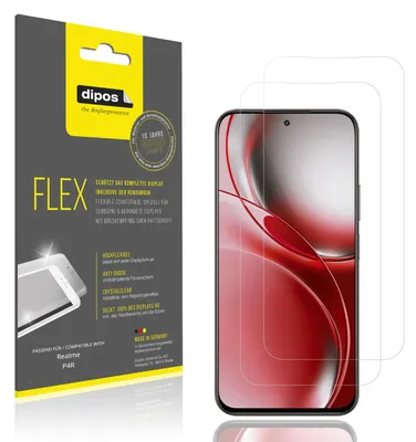 Immagine prodotto di 2x Pellicola protettiva per Realme P4R, rivestimento al 100%, Protezione dipos Flex