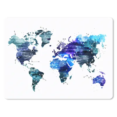 Produktbild von MuchoWow® Mauspad Mousepad Weltkarte - Sterne - Blau 40x30 cm - Mousepads - Maus Mat - Pad - Mausunterlage - Anti Rutsch