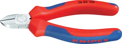 Produktbild von Knipex 76 05 125, Diagonale Zange, Chrom-Vanadium-Stahl, Kunststoff, Blau, Rot, 125 mm, 118 g