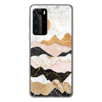 Produktbild von MuchoWow® Handyhülle Schutzhülle Hülle für Huawei P40 Pro Marmor - Gold - Pastell Silikon Softcase Handy Hülle - Schutz