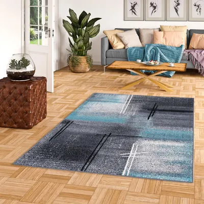 Produktbild von Designer Teppich Brilliant Schwarz Blau Verlauf, Größe:200x290 cm