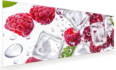 Produktbild von Küchenrückwand Spritzschutz Glas mit Motiv Himbeereis 40 x 40 cm