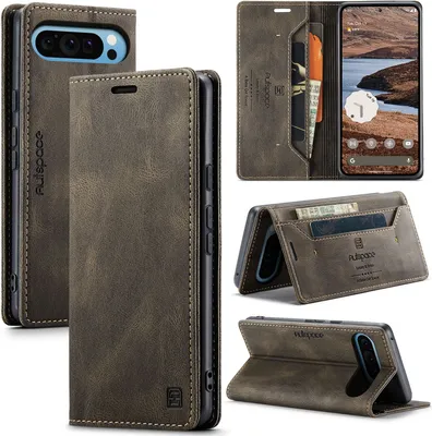 Immagine prodotto di Custodia per Google Pixel 9 / Pixel 9 Pro Retro Custodia in Finto cuoio, supporto e custodia protettiva Kupfer