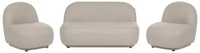 Produktbild von BELIANI 4-Sitzer Sofa Set Beige Stoff mit 2 Sesseln Geschwungene Form Minimalistischer Stil Modernes Design Couch Designersofa Wohnzimmermöbel