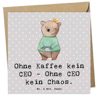 Produktbild von Mr. & Mrs. Panda Grußkarte CEO ohne Chaos - Grau Pastell - Geschenk, Geschäftsstrategie, Glückwunschkarte, Führungsposition, Unternehmensführung, Beruf, faltkarte
