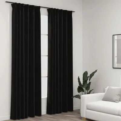 Image de The Living Store Rideaux occultants avec crochets aspect lin 2 pcs. 140x225 cm