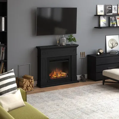 Produktbild von TAGU Larsen schwarz Elektrokamin mit 23 Zoll Powerflame, Deko, Heizkamin 1500W,7 Tage Timer, Abschaltautomatik, Ein/Aus Schalter, Einstellbare