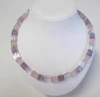 Produktbild von Edelsteinkette Amethyst, Bergkristall, Rosenquarz