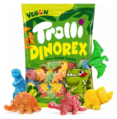 Produktbild von 1000 g / 1 Kg Trolli Dinorex saure Gummibonbons saure Gummidinos Gummibärchen
