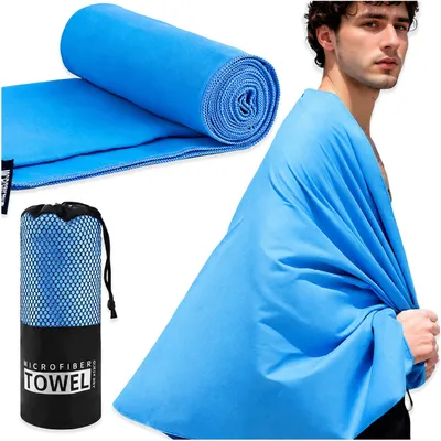 Produktbild von Mikrofaser Handtuch 76x152 cm Schnelltrocknend Sporthandtuch Strand Pool Fitness Blau