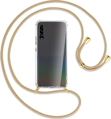 Produktbild von Handykette Backcover-Schutzhülle mit Band (Metall goldfarben) für Samsung Galaxy A90 5G - caramel