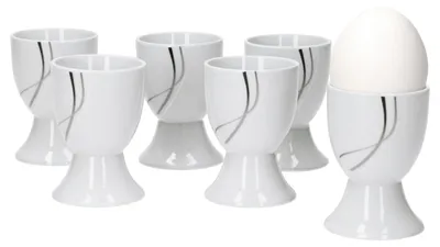 Zdjęcie produktu dla Van Well zestaw 6 kieliszków do jajek Silver Night pojedynczy, okrągły Ø 50 mm, wys. 70 mm, podstawka na jajko, dekor liniowy
