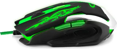 Produktbild von Gaming Maus kabelgebunden 6D LED optisch 800 1200 1600 2400 DPI USB für PC, Farbe:Schwarz Grün